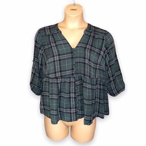 Torrid Cropped Flannel Blouse